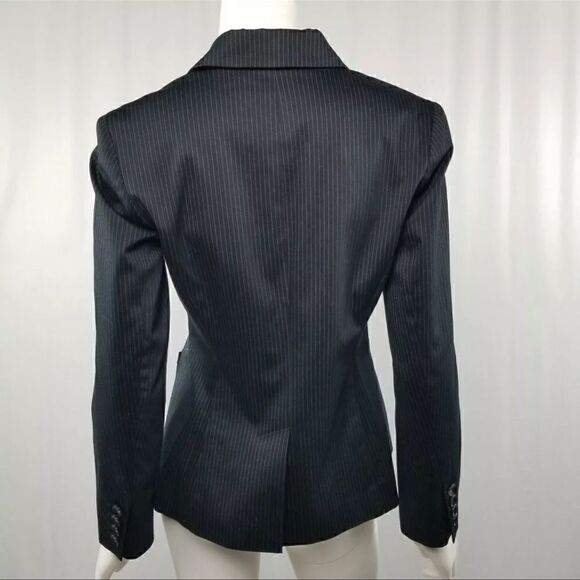 Merona Womens Size 2 Black White Pinstriped 2 Button Career Blazer Jacket - Picture 9 of 9